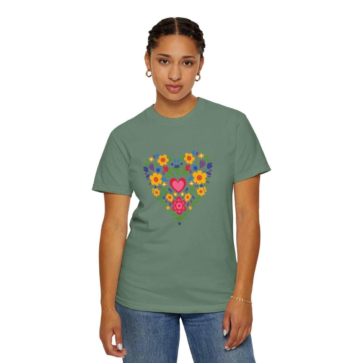 Floral Heart Unisex T-Shirt, Colorful Graphic Tee for Nature Lovers, Perfect for Spring Parties, Mother's Day Gift, Casual Everyday Wear