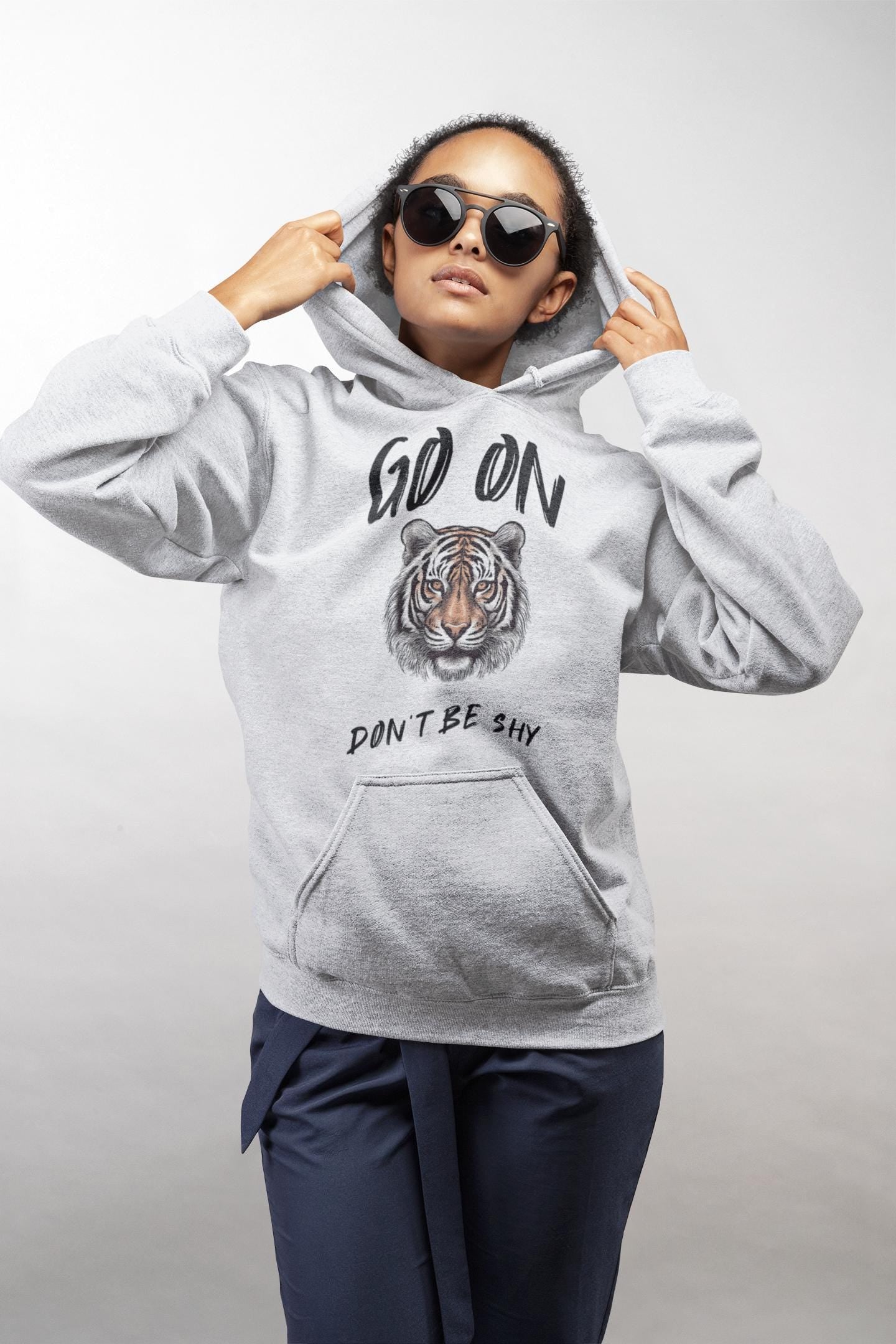 Love and Fun Tiger Hoodie Sweatshirt, Flirty Hoodie, Cozy Pullover, Gift for Him/Her, Birthday Present, Outdoors Summer Flirty Tee