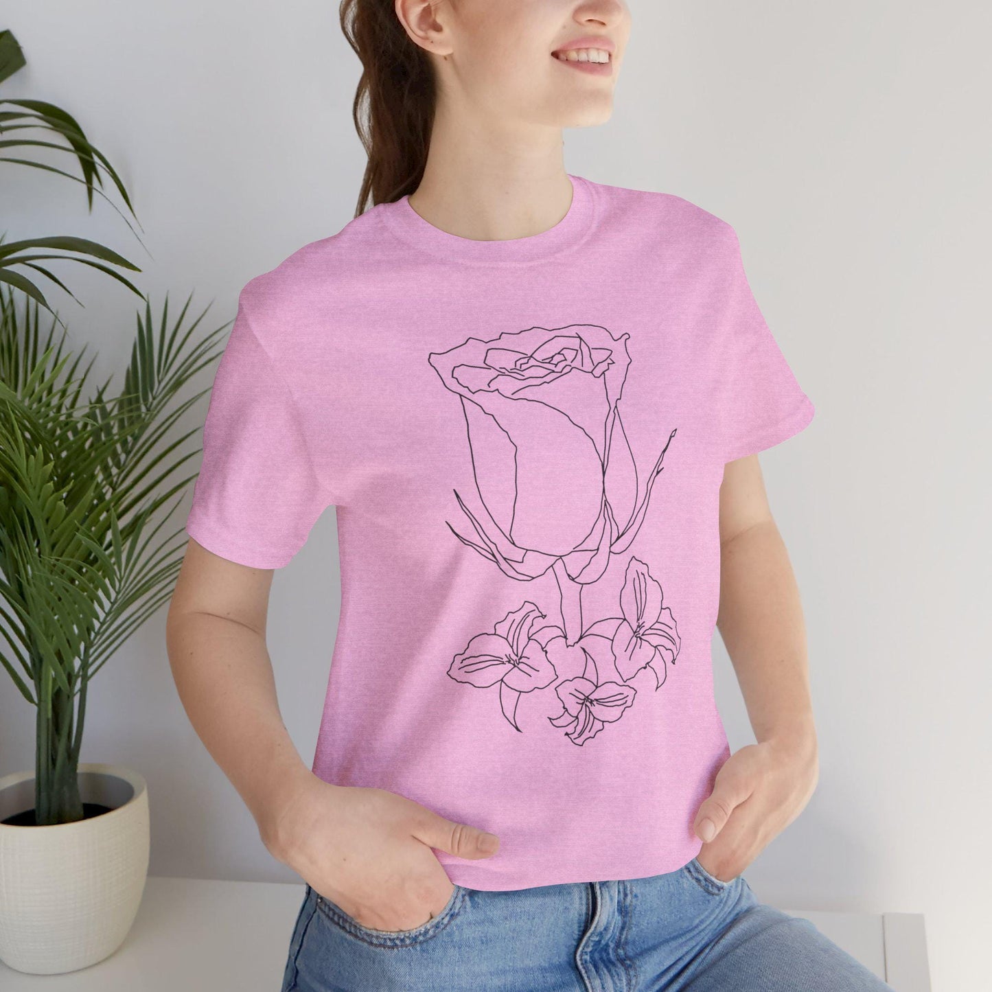 Elegant Floral Rose Tee, Minimalist T-Shirt, Gift for Her, Casual Wear, Spring Fashion, Birthday Gift, Nature Lover
