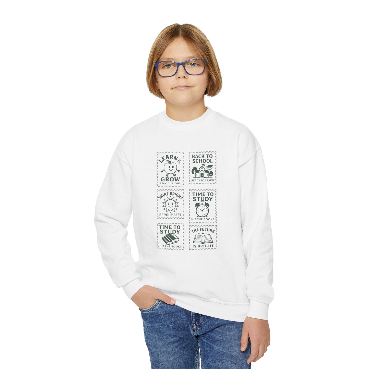 Youth Motivational Crewneck Sweatshirt, Back to School Gift, Study Motivation Apparel, Positive Quotes Sweatshirt, Comfortable Kids
