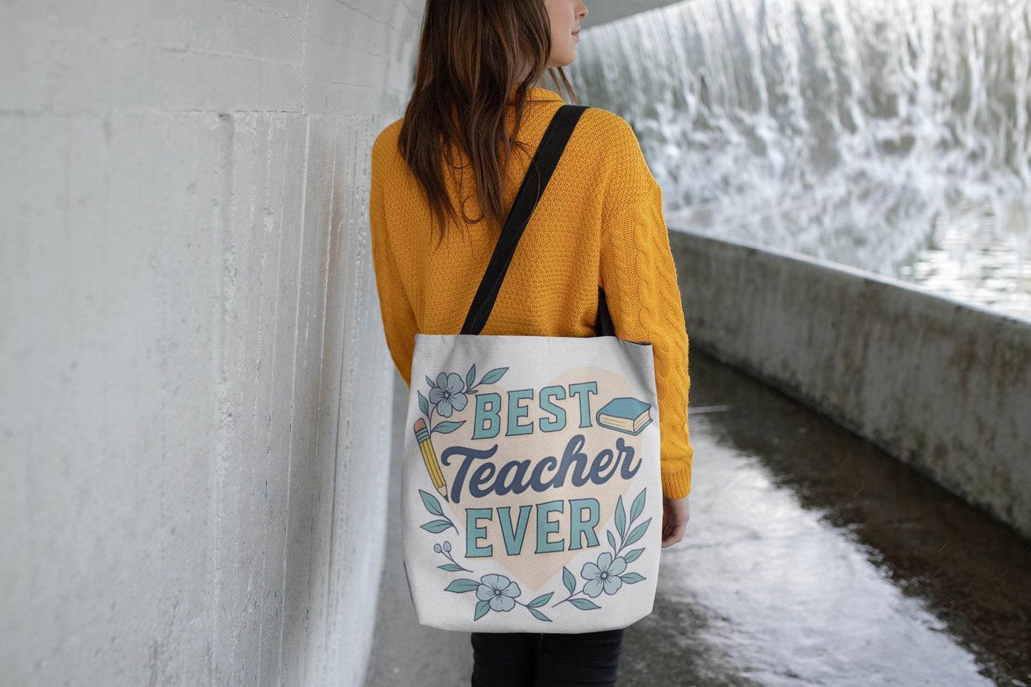 Best Teacher Ever Tote Bag - Stylish Carryall for Teacher, School Event, College, Eco-Friendly, Gift for Teacher Appreciation Back to School