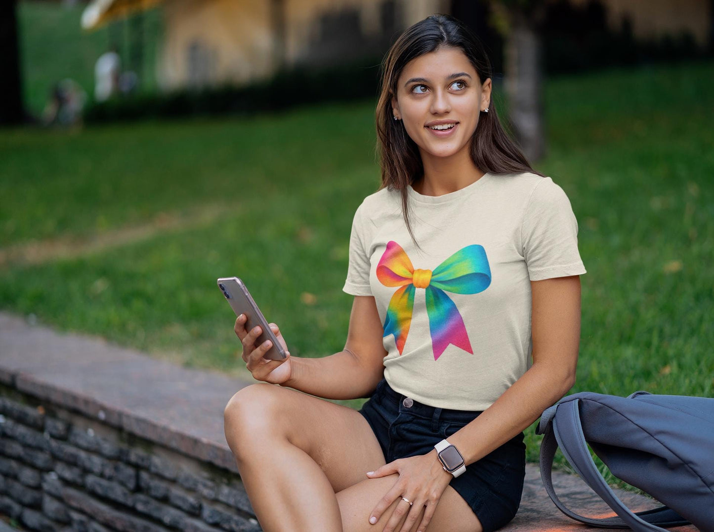 Colorful Rainbow Bow Youth TShirt, Back To School Student Tee, First Day Of School Shirts, Elementary , Middle, High School Shirt for Girls