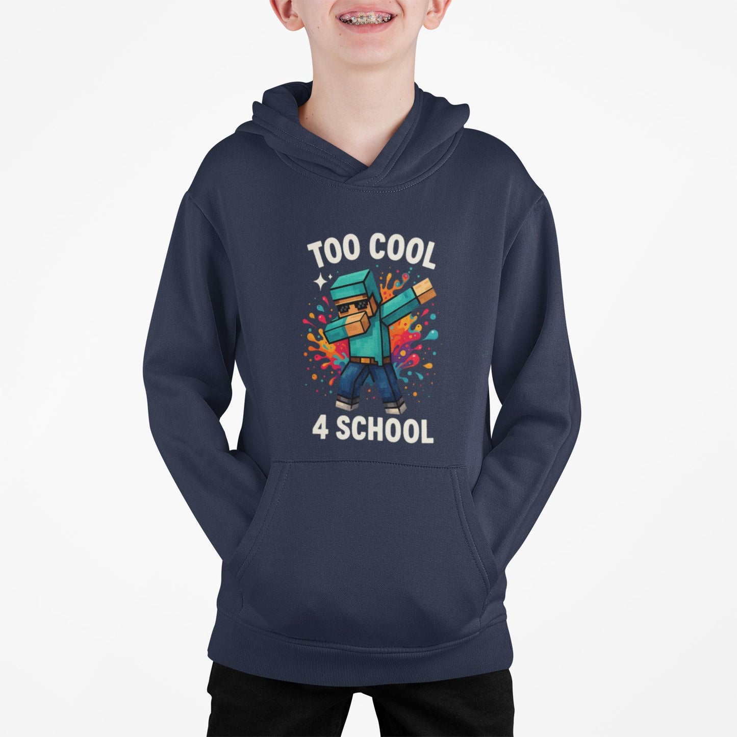 Minecraft Inspired Too Cool 4 School Youth Hoodie, Kids Hoodie, Back to School Gift for Students, Welcome Back Hoodie, Back-to-School Hoodie