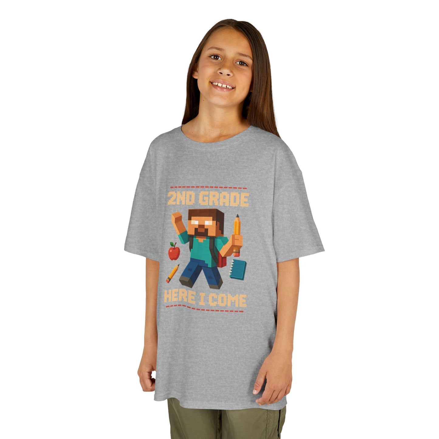 2nd Grade Here I Come Tee, Kids Cotton T-Shirt, Funny Back to School Children's T-Shirt Gift, Kids Birthday Present for Fisrt Day of School