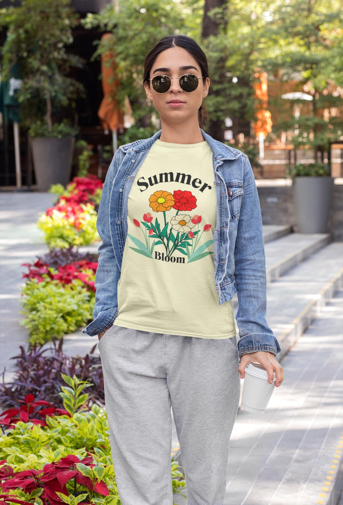 Summer Bloom T-Shirt - Floral Graphic Tee, Spring Style, Gift for Gardeners, Casual Wear, Summer Wardrobe Essential, Essential Outdoor Tee