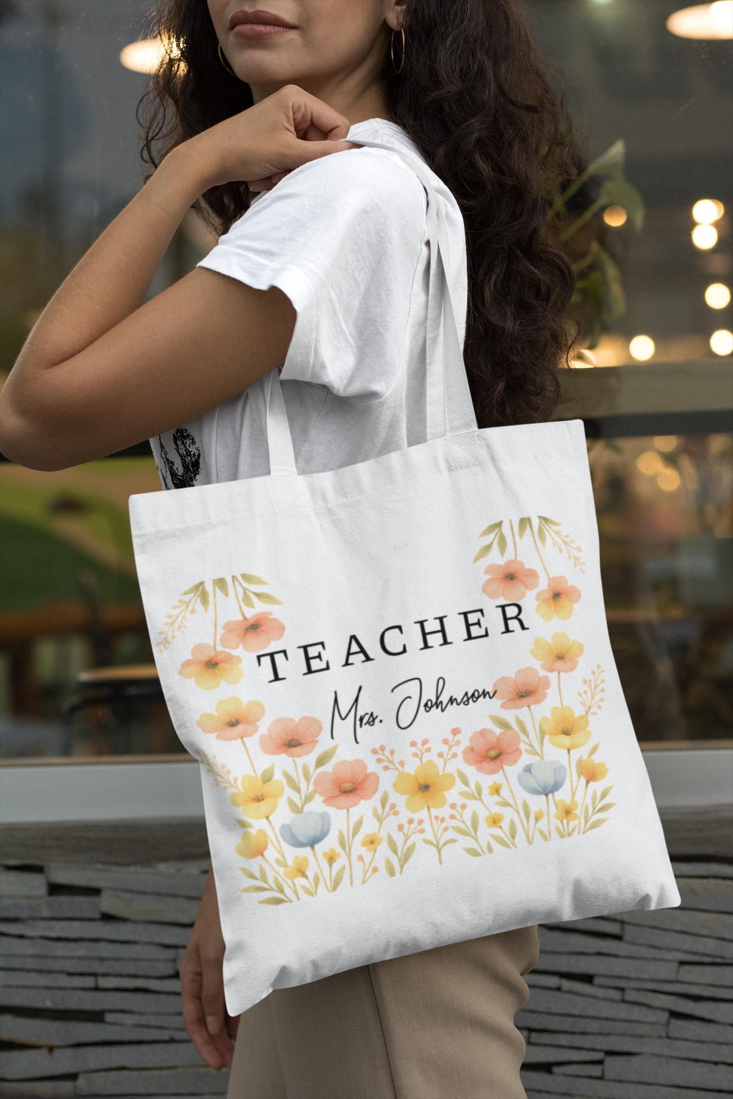 Personalized Teacher Name Tote Bag - Perfect Gift for Educators, Back to School, Classroom Essential, Teacher Appreciation, Eco-Friendly Bag