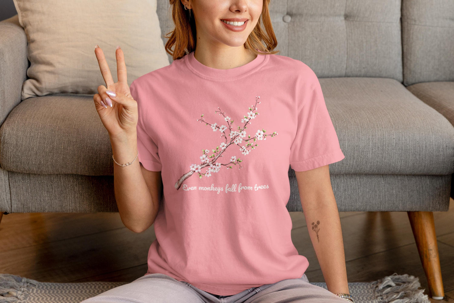 Cherry Blossoms Floral T-Shirt, Inspirational Quote Shirt, Gift for Nature Lovers, Casual Spring Tee, Motivational Apparel, Comfort Colors