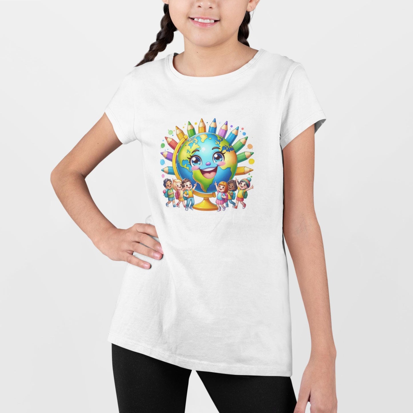 Kids Back to School T-Shirt, Cheerful Globe Graphic Tee, Fun Shirt for Children, Cool Back to School Clothing for Him and her, Gift For Kids