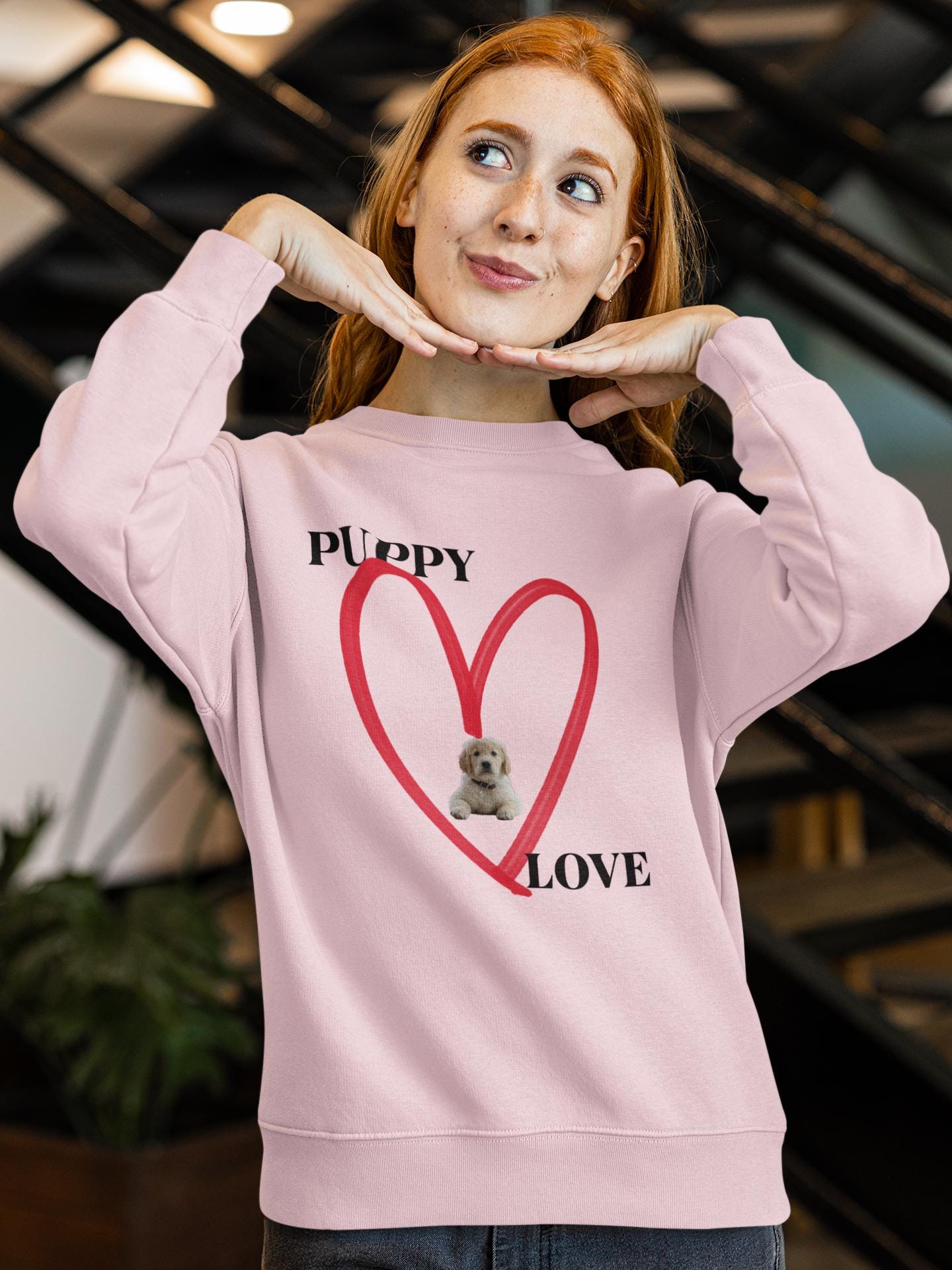 Puppy Love Sweatshirt - Cozy Gift for Dog Lovers, Cute Animal Apparel, Perfect for Pet Owners, Valentine's Day, Everyday Comfort