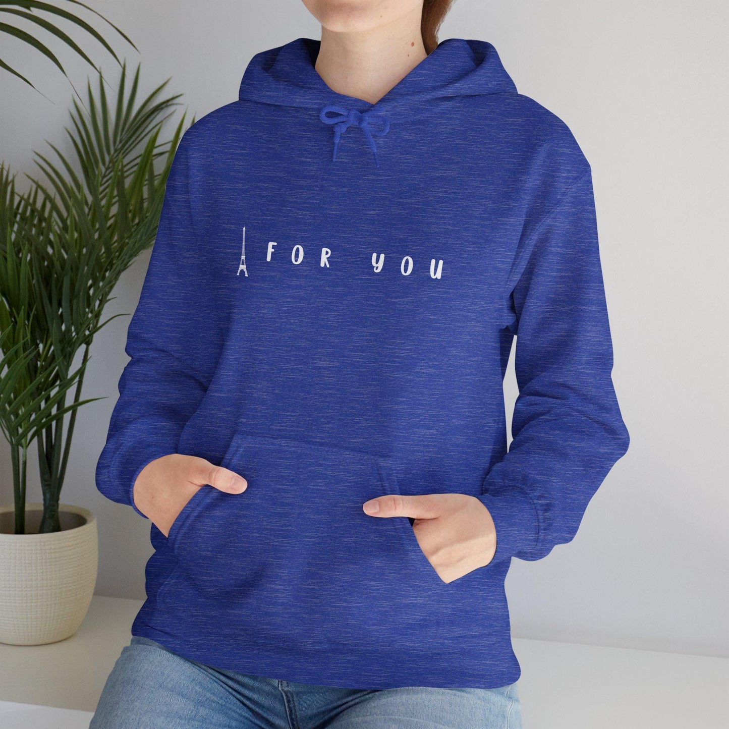 Eiffel in Love Unisex Hoodie, Fun Playful Summer Beach Hoodie, Flirty French Kiss Top, Paris Vacation Hoodie, Romantic Hoodie for Him/Her