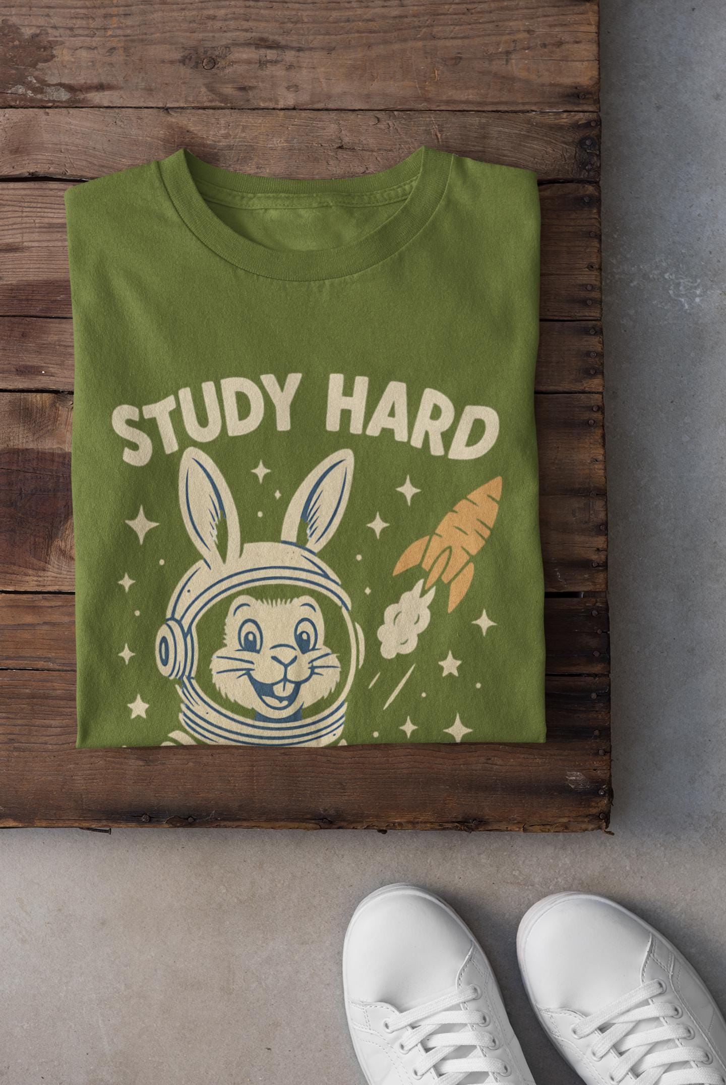 Astronaut Bunny Youth Tee, Study Hard Shirt, Back to School Gift for Students, Welcome Back T-Shirt, Back-to-School T-Shirt, Student Shirt