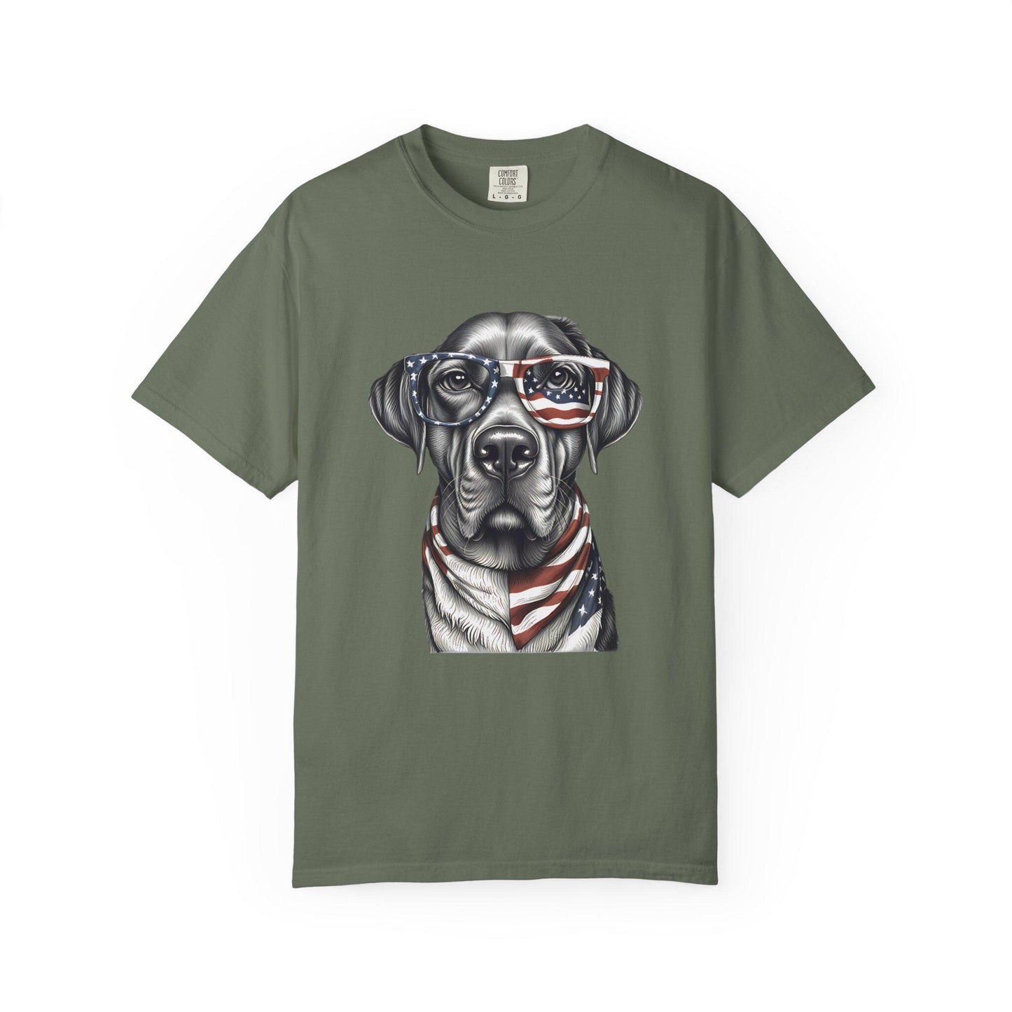 4th of July Dog T-Shirt, Men and Women Garment-Dyed Tee for July 4th, Summer BBQ, Independence Day, Red White Blue, Comfort Colors.