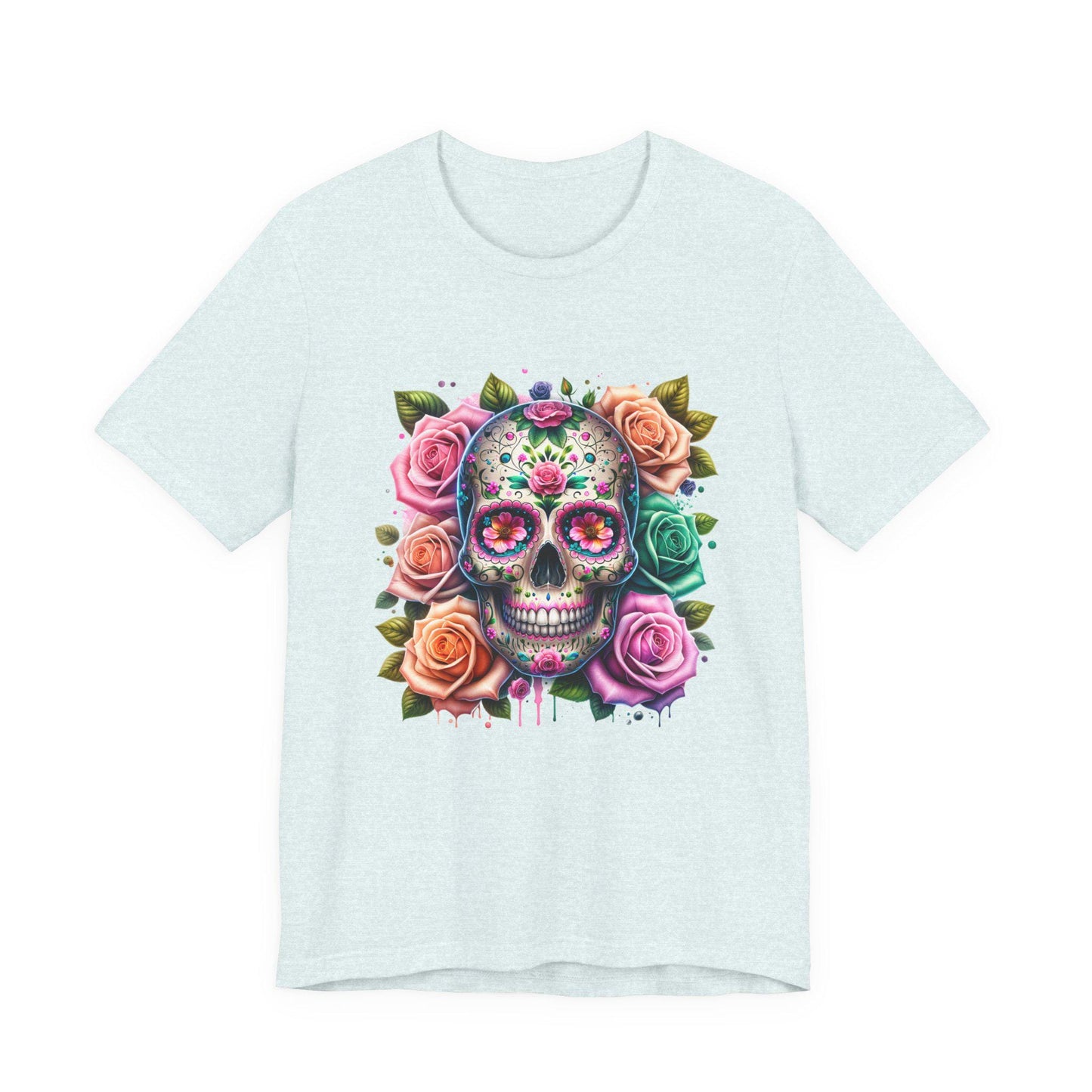 Boho Floral Skull Graphic T-Shirt - Unisex Short Sleeve Shirt, Floral Apparel, Boho Fun Gift, Casual Wear, Trendy T-Shirt, Flirty Fun Tee