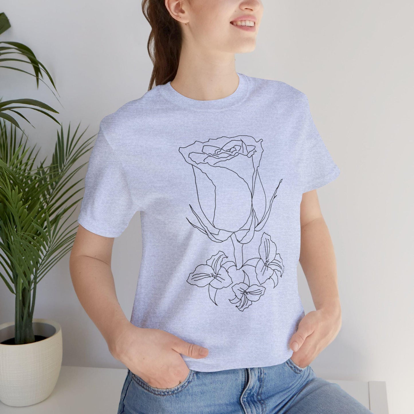 Elegant Floral Rose Tee, Minimalist T-Shirt, Gift for Her, Casual Wear, Spring Fashion, Birthday Gift, Nature Lover