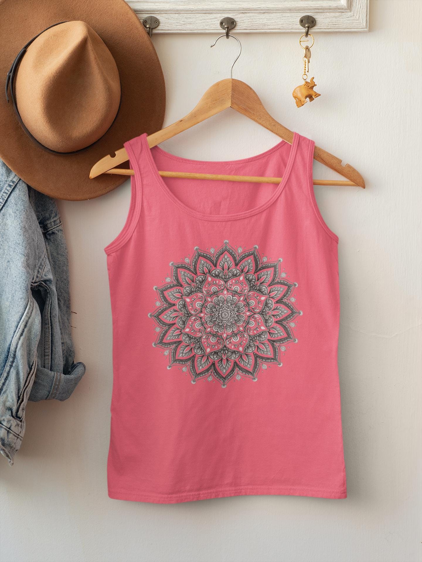 Mandala Graphic Tank Top, Meditation Spiritual Top, Neodiverse Astro Celestial Neo-Soul Top, Active Yoga Enthusiast Top, Hippie Minimalist,