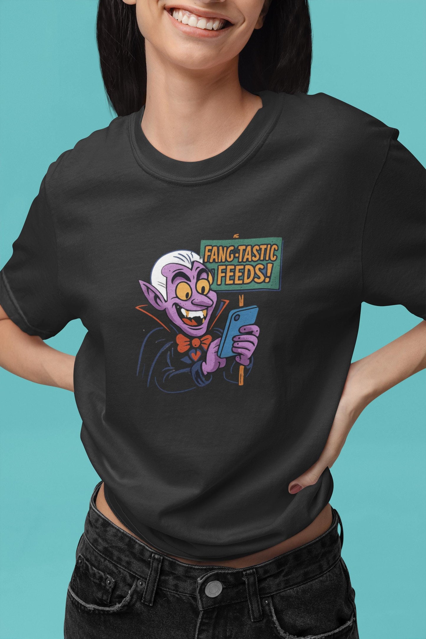 Fang-tastic Feeds Youth Tee, Halloween T-Shirt, Kids Graphic Tee, Cute Monster Shirt, Casual Wear Back to School Apparel for Boys & Girls