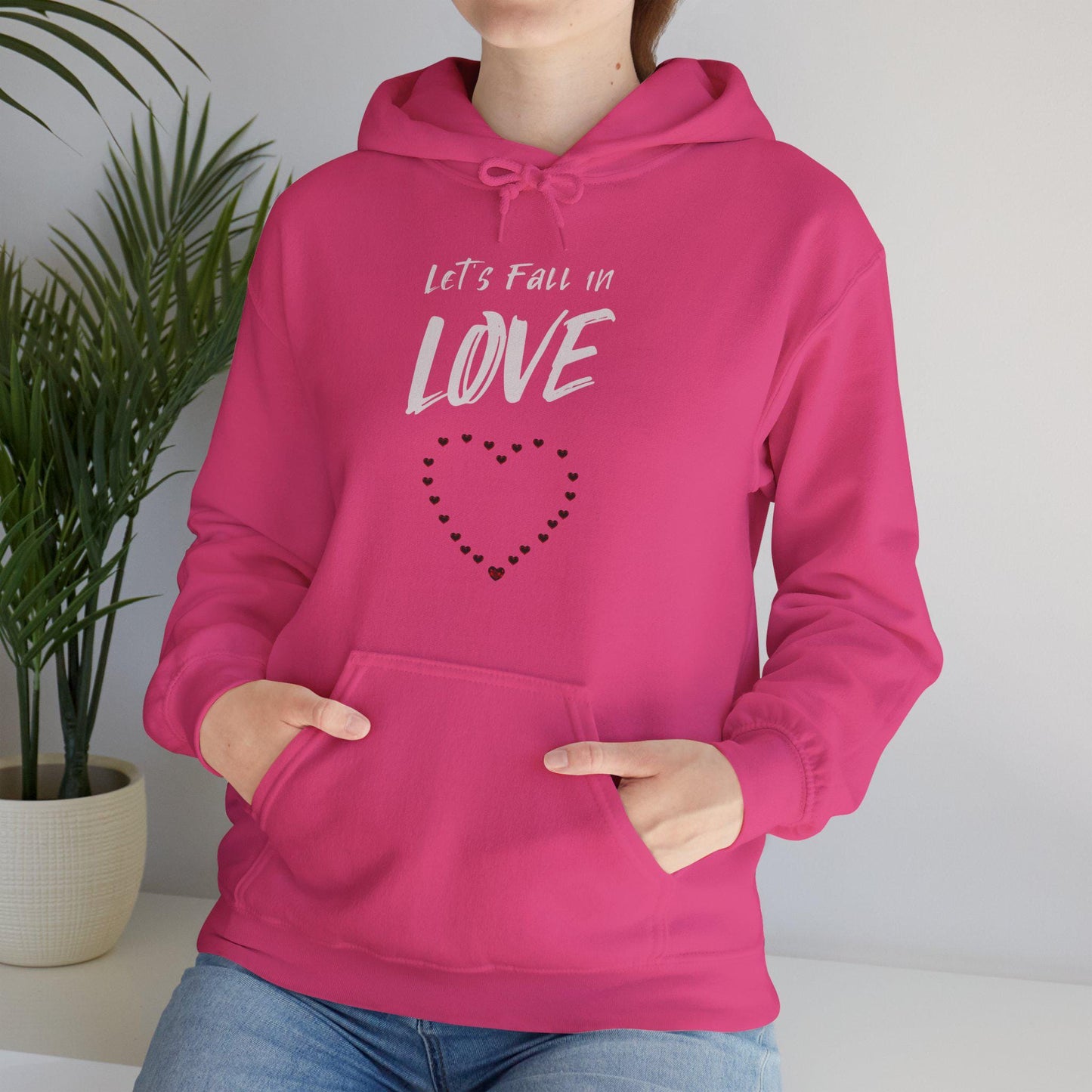 Let's Fall in Love Fun Flirty Hoodie, Fall Graphic Hooded Sweatshirt, Everyday Wear Cozy Hoodie, Cute Summer Top, Unisex Pullover Sweater
