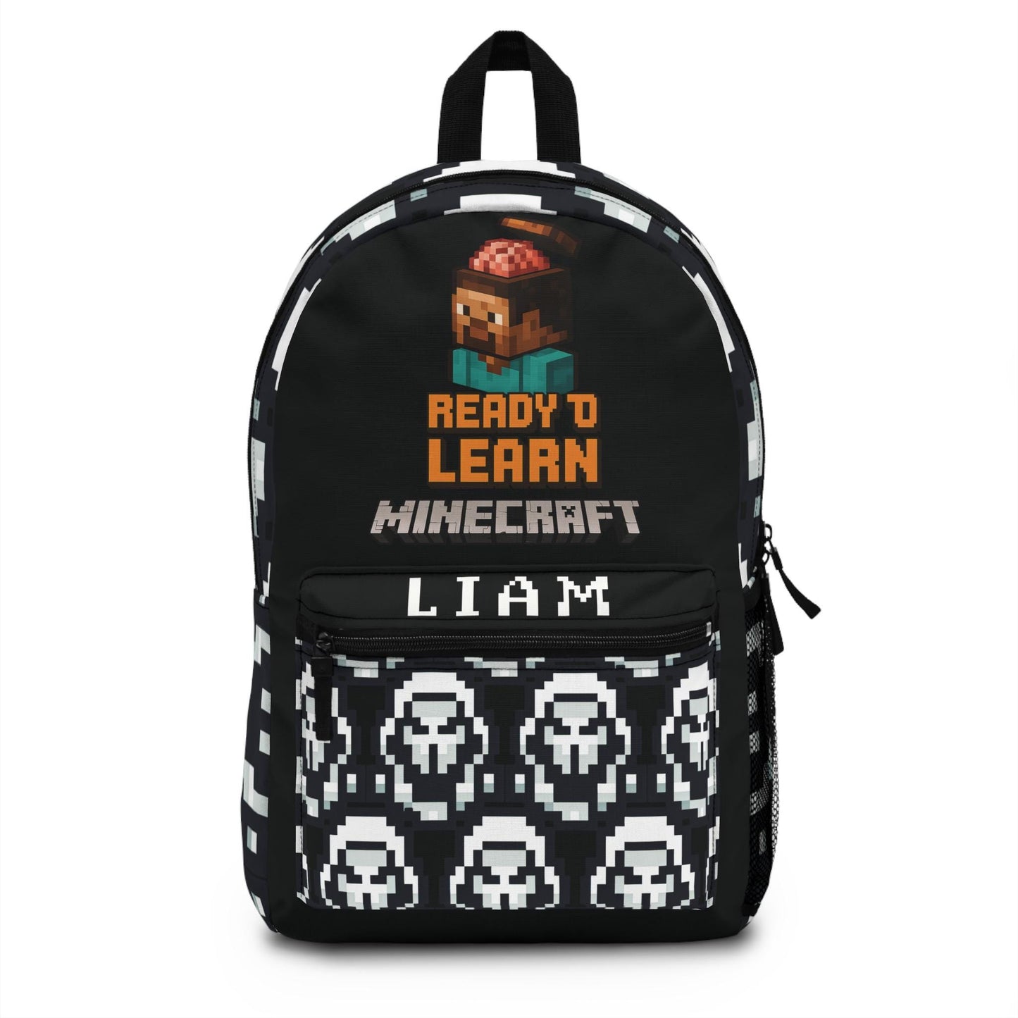 Minecraft Inspired Backpack, Personalized School Bag for Elementary & Middle School Kid, Custom Name Bag for Gamer Enthusiast Back-to-School
