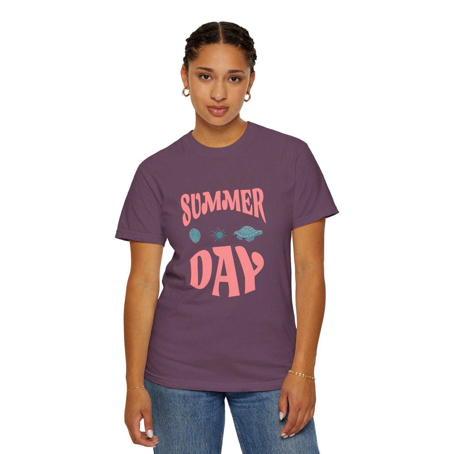 Summer Day Unisex Garment-Dyed T-Shirt, Casual Tee, Beachwear, Gift for Her, Summer Festival Apparel, Fun Outdoors T-Shirt, Summer Vibes
