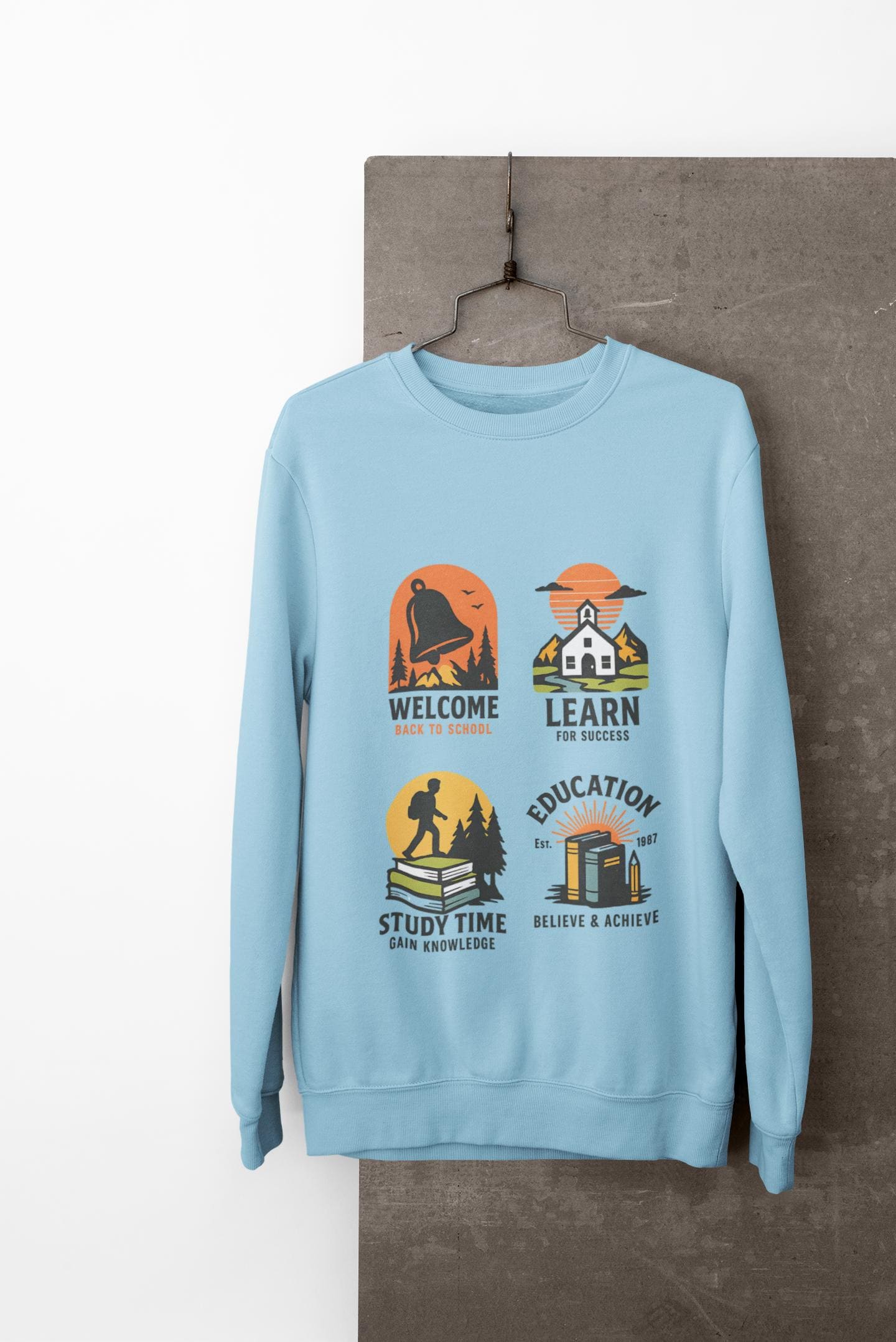 Kids Inspiring Sweatshirt - Welcome, Learn, Study Time, Fun Sweatshirt, Classroom Style, Back to School, Gift for Boy & Girl Back to School