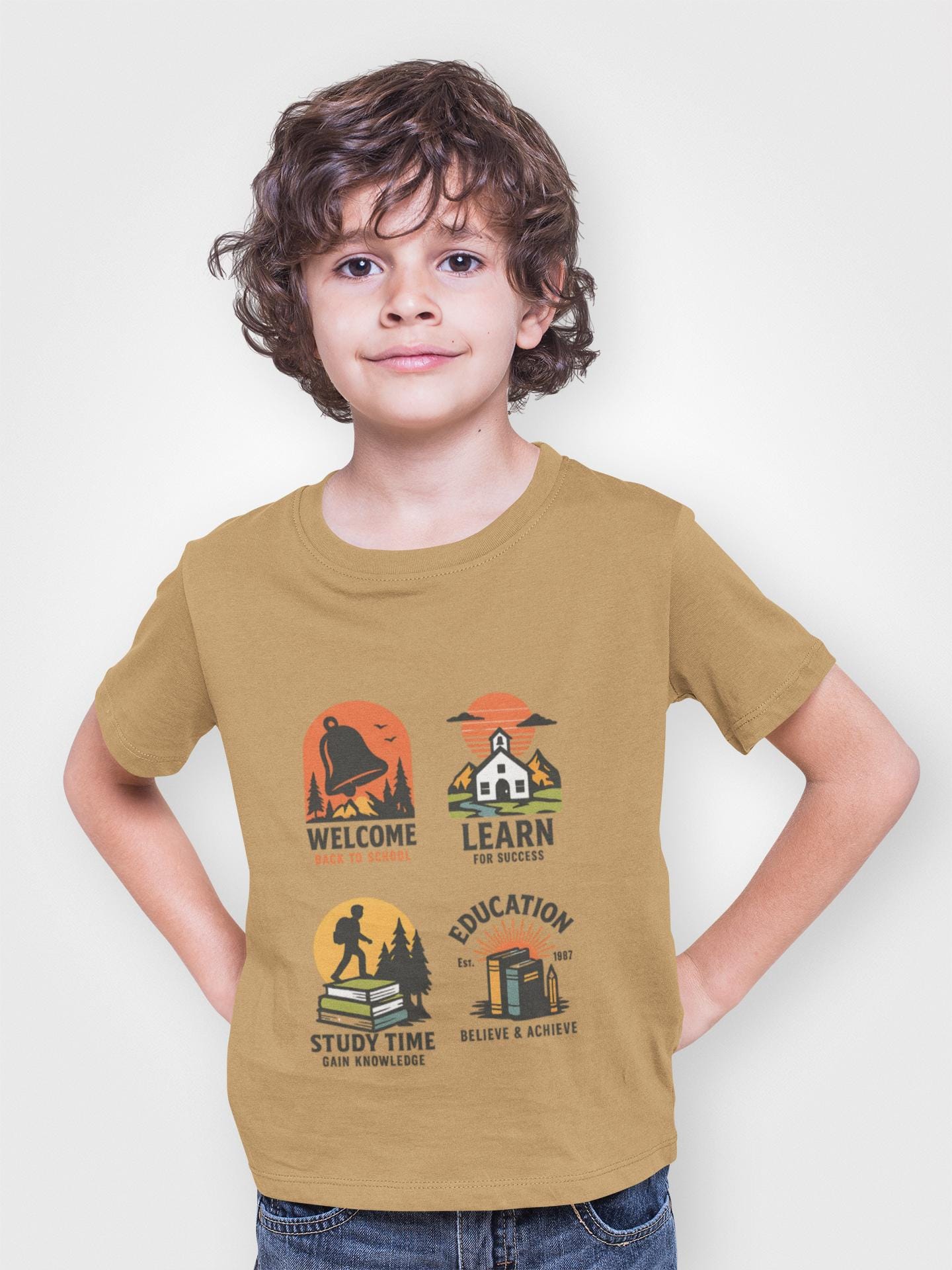 Kids Educational Tee - Welcome, Learn, Study Time, Fun Learning Shirt, Classroom Style, Back to School, Gift for Boys & Girls back to School