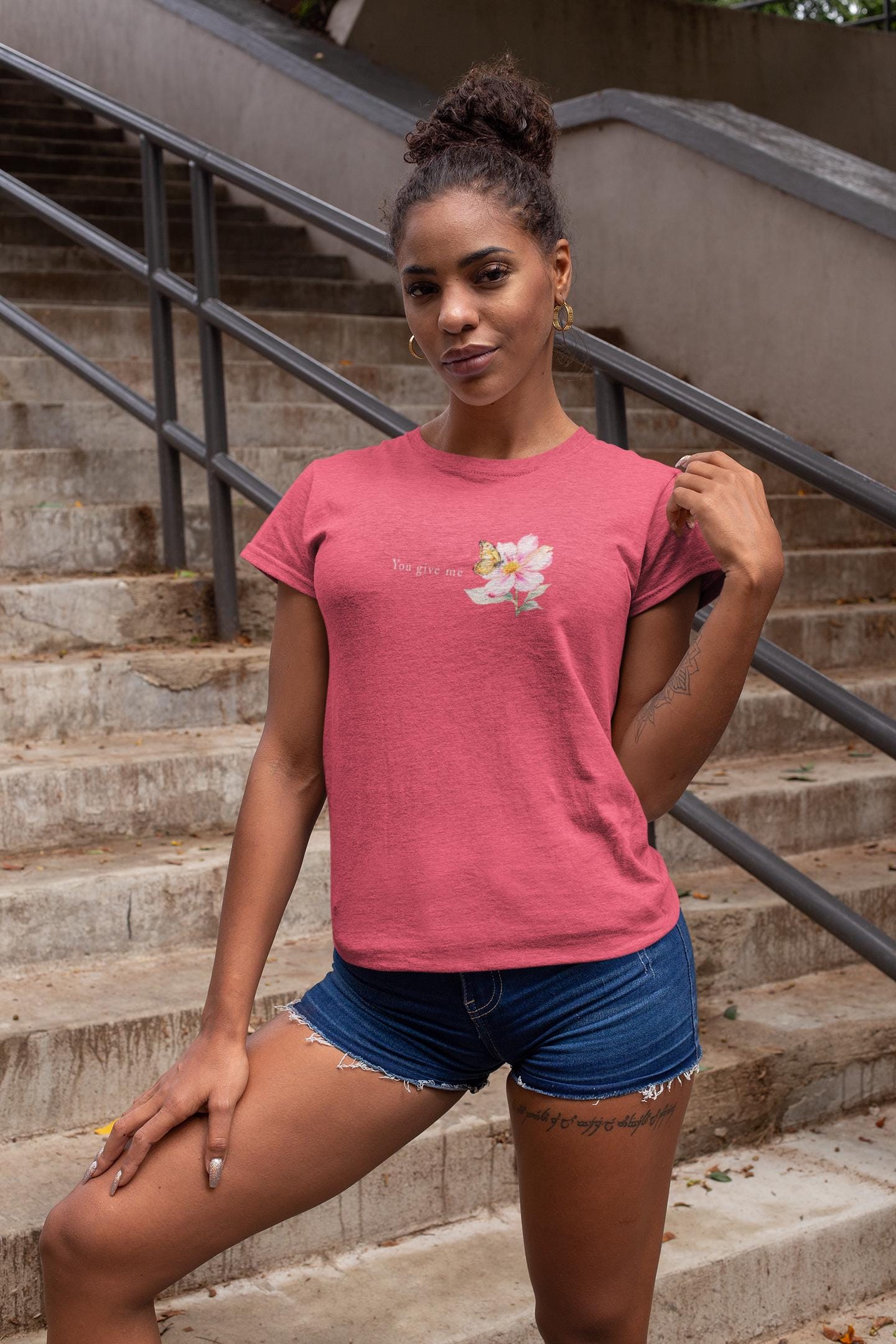 Whimsical Floral Butterfly T-Shirt, Nature Lover Shirt, Everyday Casual Tee, Gift for Her, Spring Fashion Top, Eco-friendly Apparel