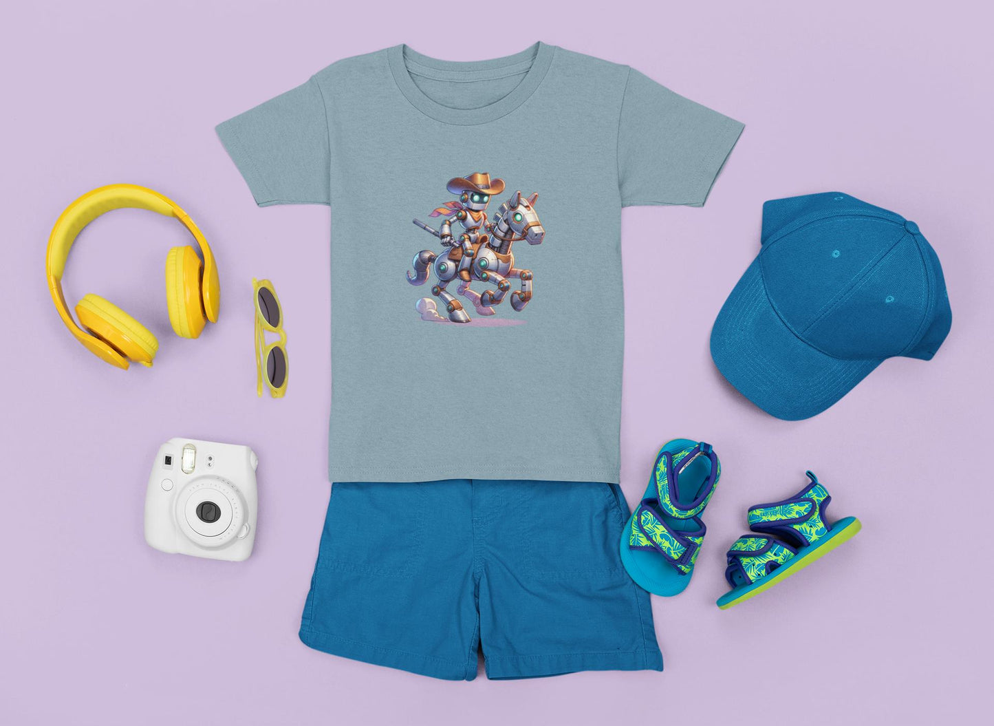 Kids Fun Robot Cowboy Tee, Back-to-School T-Shirt, Unique Gift for Kids, Birthday Shirt, Playful Graphic Kids Wear, Back to School Apparel