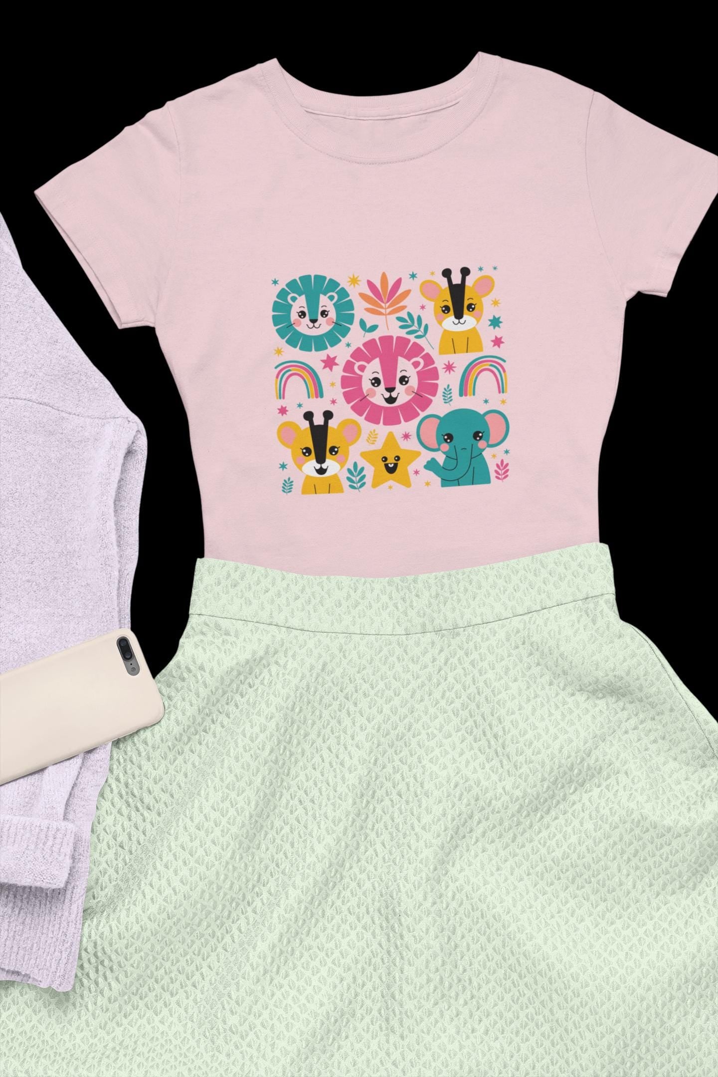 Colorful Animal Kids' Tee, Toddler T-Shirt, Cute Graphic Shirt, Fun Gift for Boys and Girls, Birthday Playtime Wear, Back to School Clothing