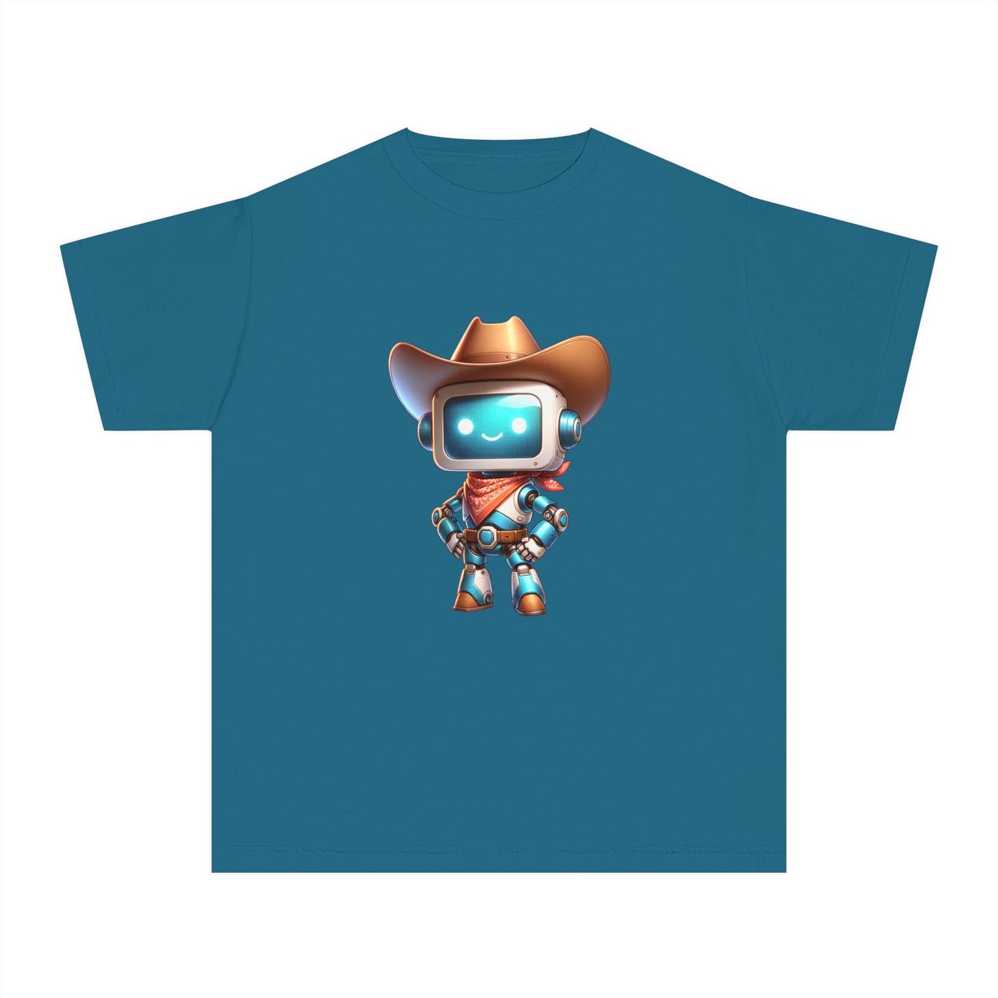 Cowboy Robot Youth Tee, Fun Kids T-Shirt, Cute Graphic Tee, Birthday Gift, Casual Wear, Summer Outfit, Screen Print Design, Back to School