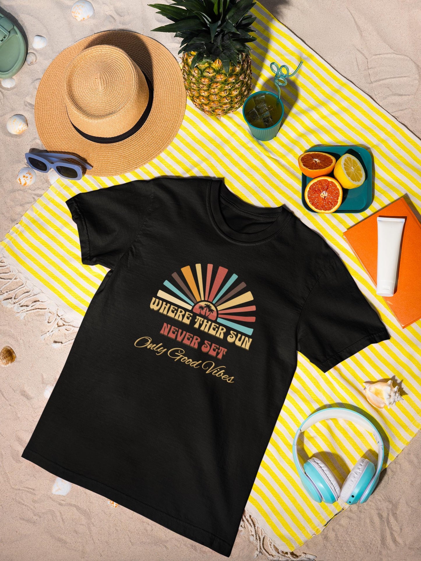 Sunshine Shirt, Summer Vibe Shirt, Everyday Comfort Colors, Only Good Vibes, Retro Sunset Rays Shirt, Weekend Style To, Unisex Casual Wear