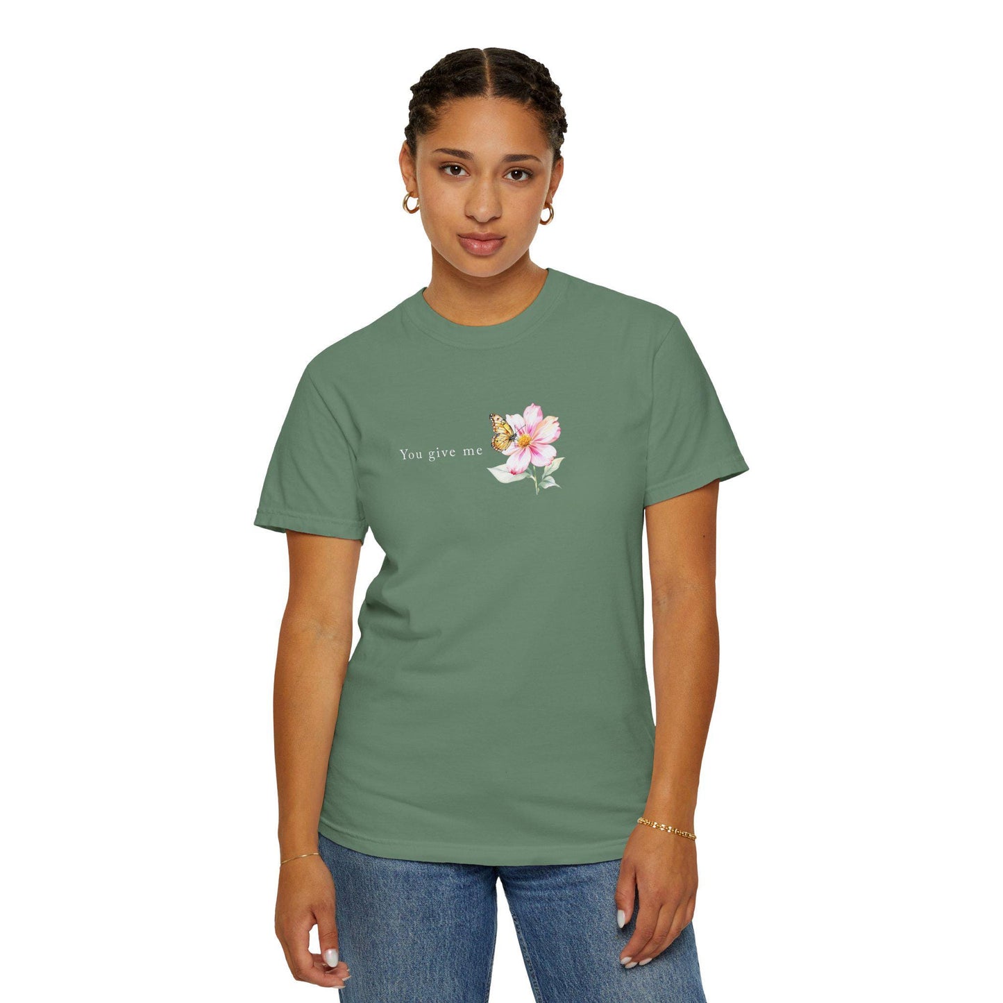 Whimsical Floral Butterfly T-Shirt, Nature Lover Shirt, Everyday Casual Tee, Gift for Her, Spring Fashion Top, Eco-friendly Apparel