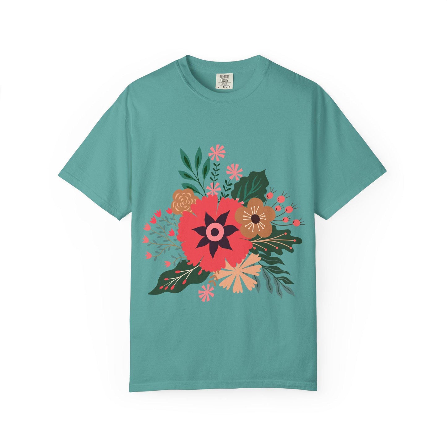 Summer Boho Floral T-Shirt, Soft Cotton Tee, Boho Chic Top, Gift for Her, Summer Style Wear, Everyday Casual Attire, Fun Vibes Comfort Color