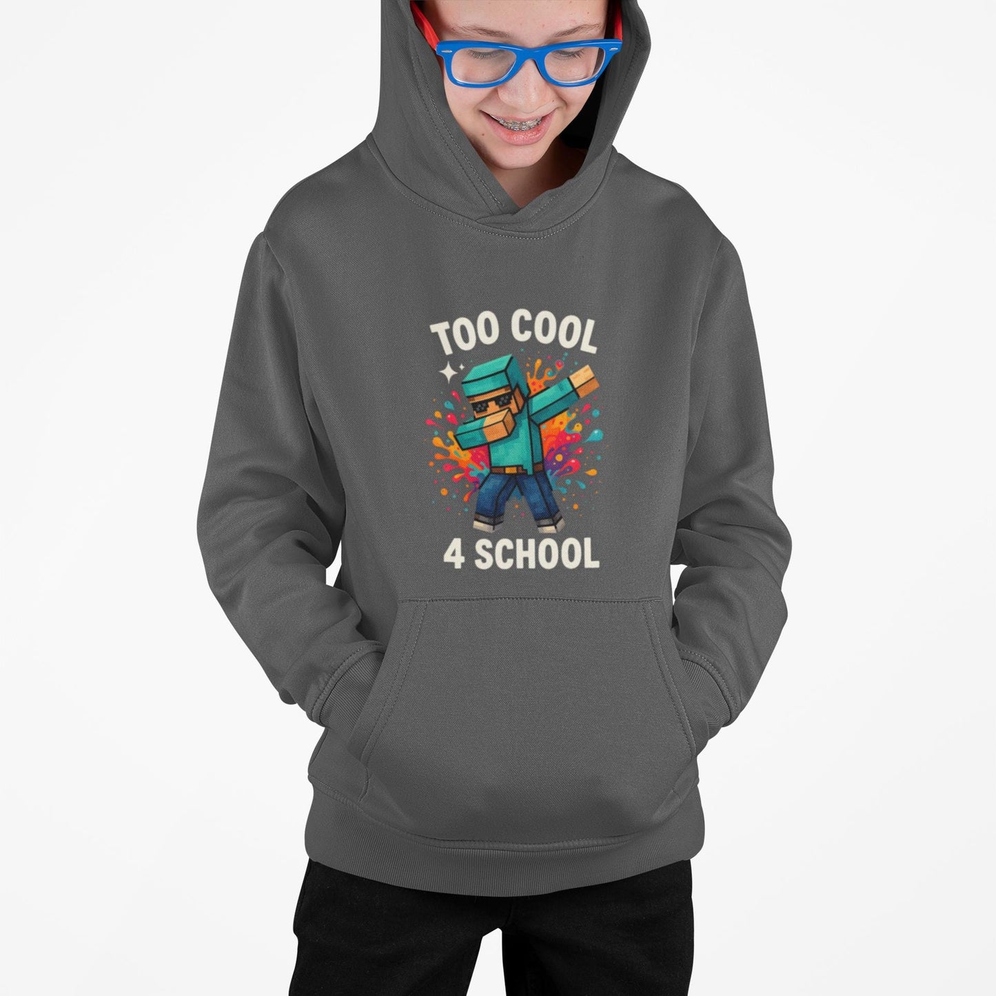 Minecraft Inspired Too Cool 4 School Youth Hoodie, Kids Hoodie, Back to School Gift for Students, Welcome Back Hoodie, Back-to-School Hoodie