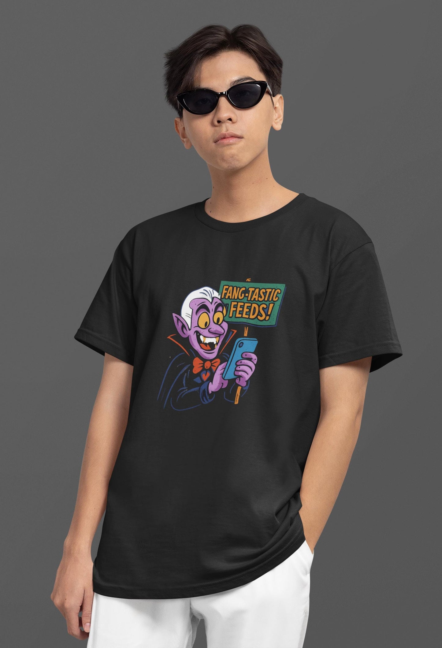 Fang-tastic Feeds Youth Tee, Halloween T-Shirt, Kids Graphic Tee, Cute Monster Shirt, Casual Wear Back to School Apparel for Boys & Girls