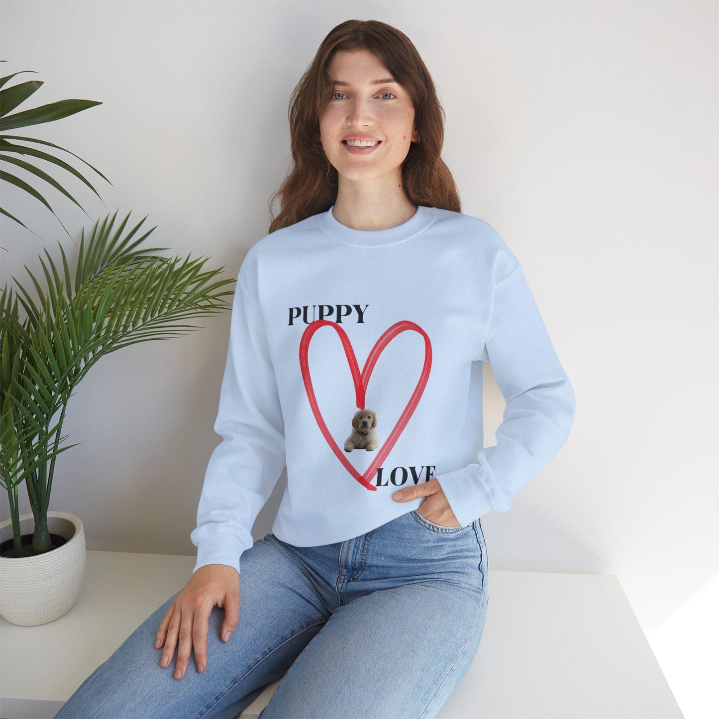 Puppy Love Sweatshirt - Cozy Gift for Dog Lovers, Cute Animal Apparel, Perfect for Pet Owners, Valentine's Day, Everyday Comfort