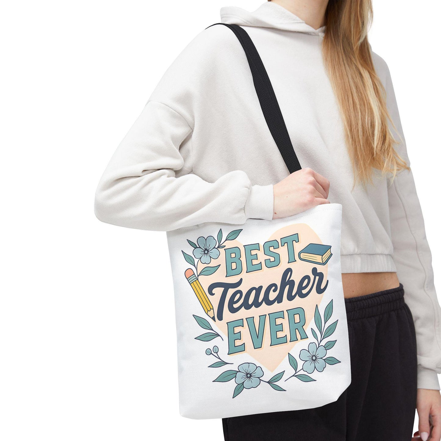 Best Teacher Ever Tote Bag - Stylish Carryall for Teacher, School Event, College, Eco-Friendly, Gift for Teacher Appreciation Back to School
