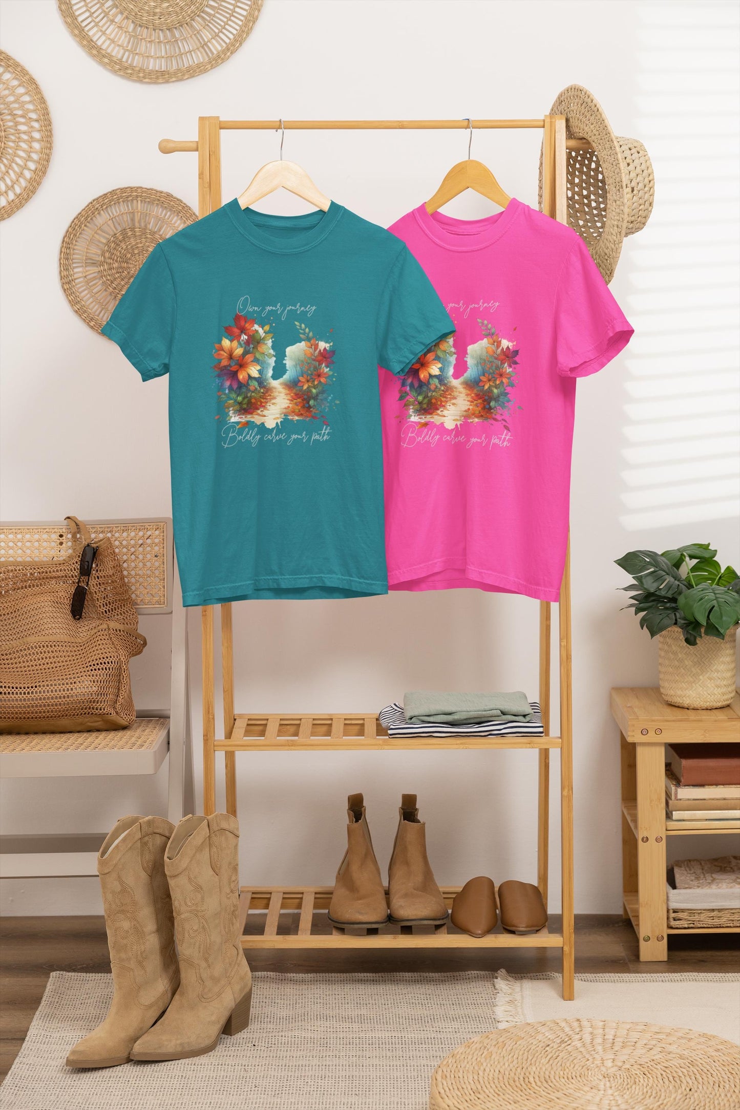 Colorful Autumn T-Shirt, Nature Vibe Tee, Comfort Colors, Own Your Journey, Boldly Carve Your Path, Inspiring Boho Casual Wear, Unisex