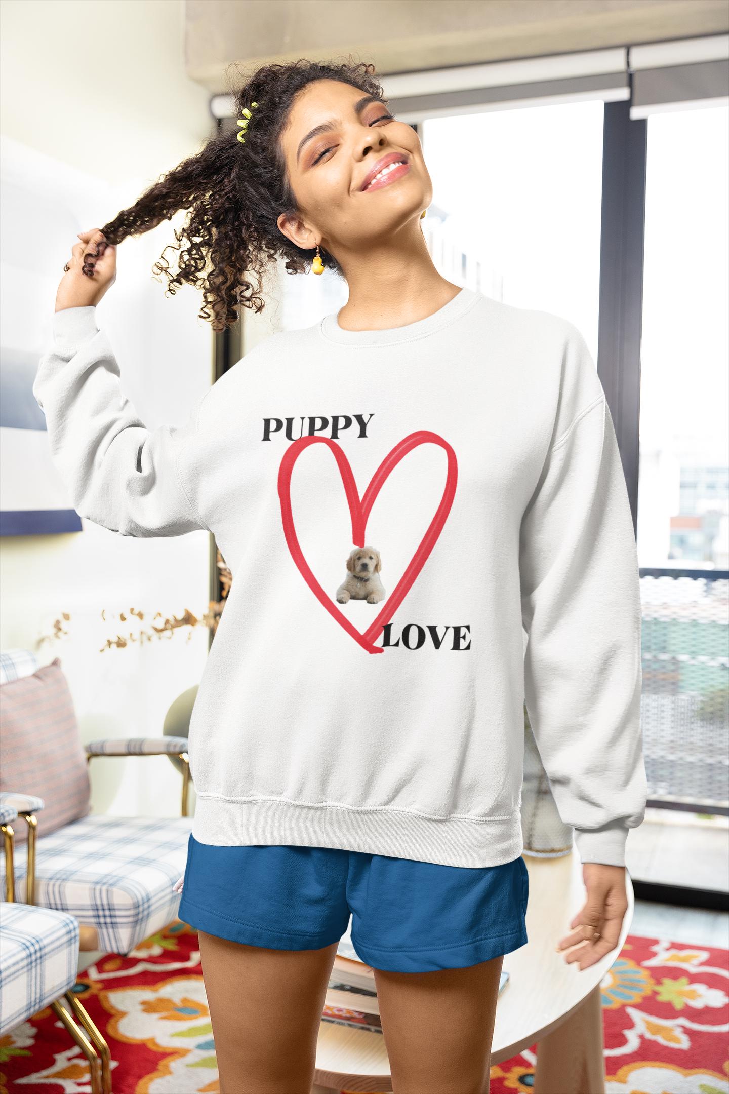 Puppy Love Sweatshirt - Cozy Gift for Dog Lovers, Cute Animal Apparel, Perfect for Pet Owners, Valentine's Day, Everyday Comfort
