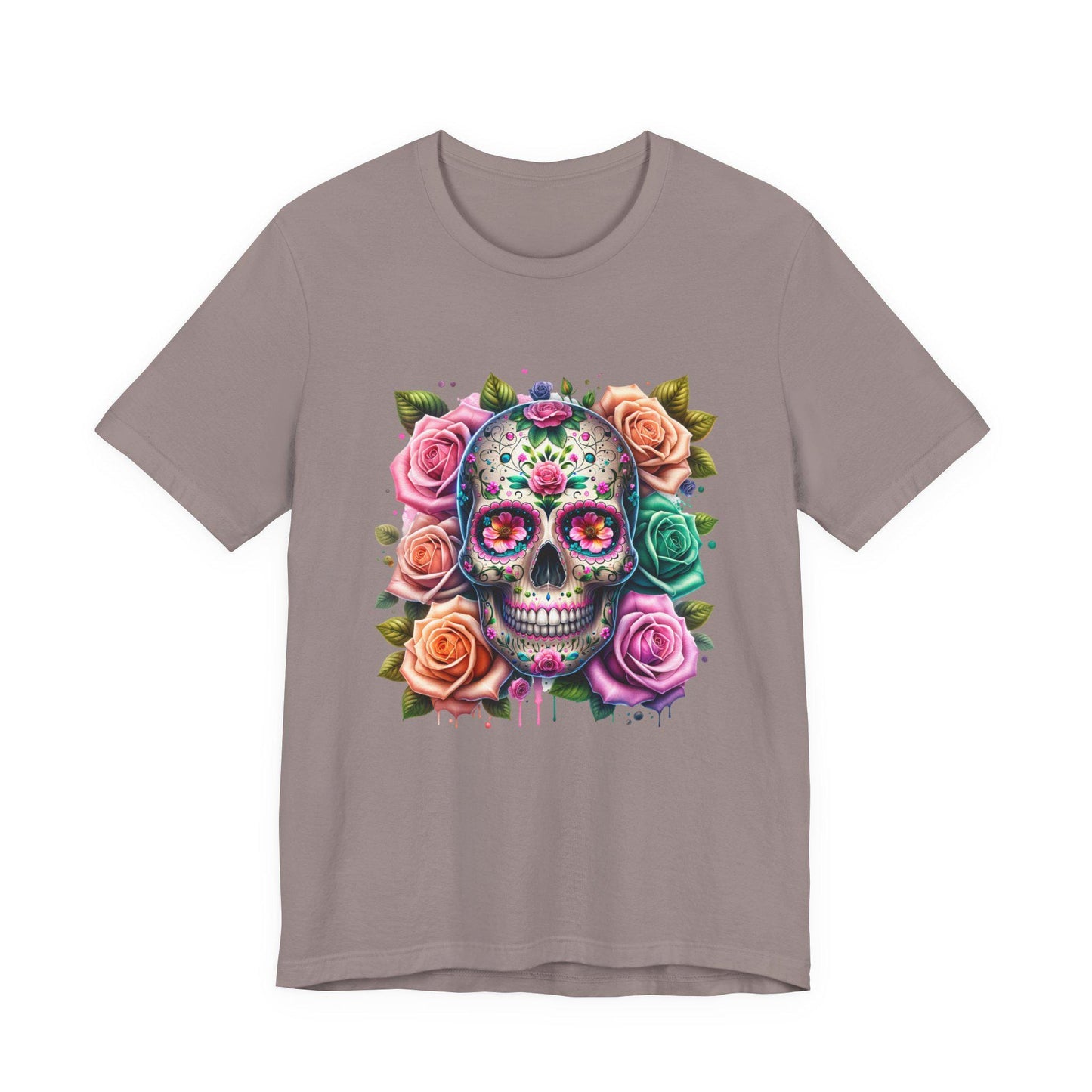 Boho Floral Skull Graphic T-Shirt - Unisex Short Sleeve Shirt, Floral Apparel, Boho Fun Gift, Casual Wear, Trendy T-Shirt, Flirty Fun Tee