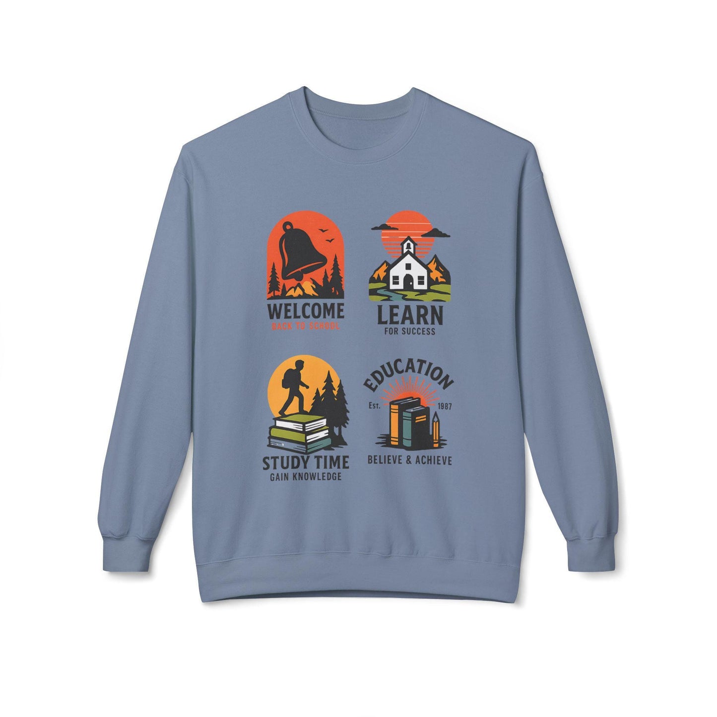 Kids Inspiring Sweatshirt - Welcome, Learn, Study Time, Fun Sweatshirt, Classroom Style, Back to School, Gift for Boy & Girl Back to School