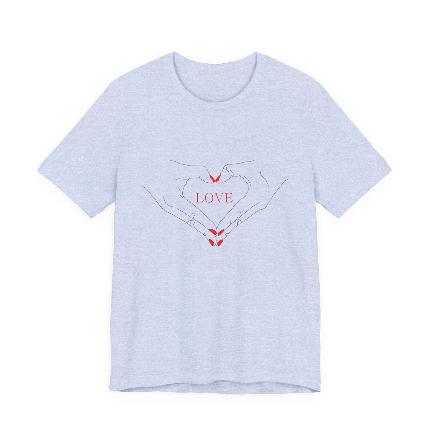 I Heart Love Hands Unisex Jersey Tee, Cute Couple Shirt, Gift for Her, Gift for Him, Valentine's Day Gift, Everyday Casual Wear
