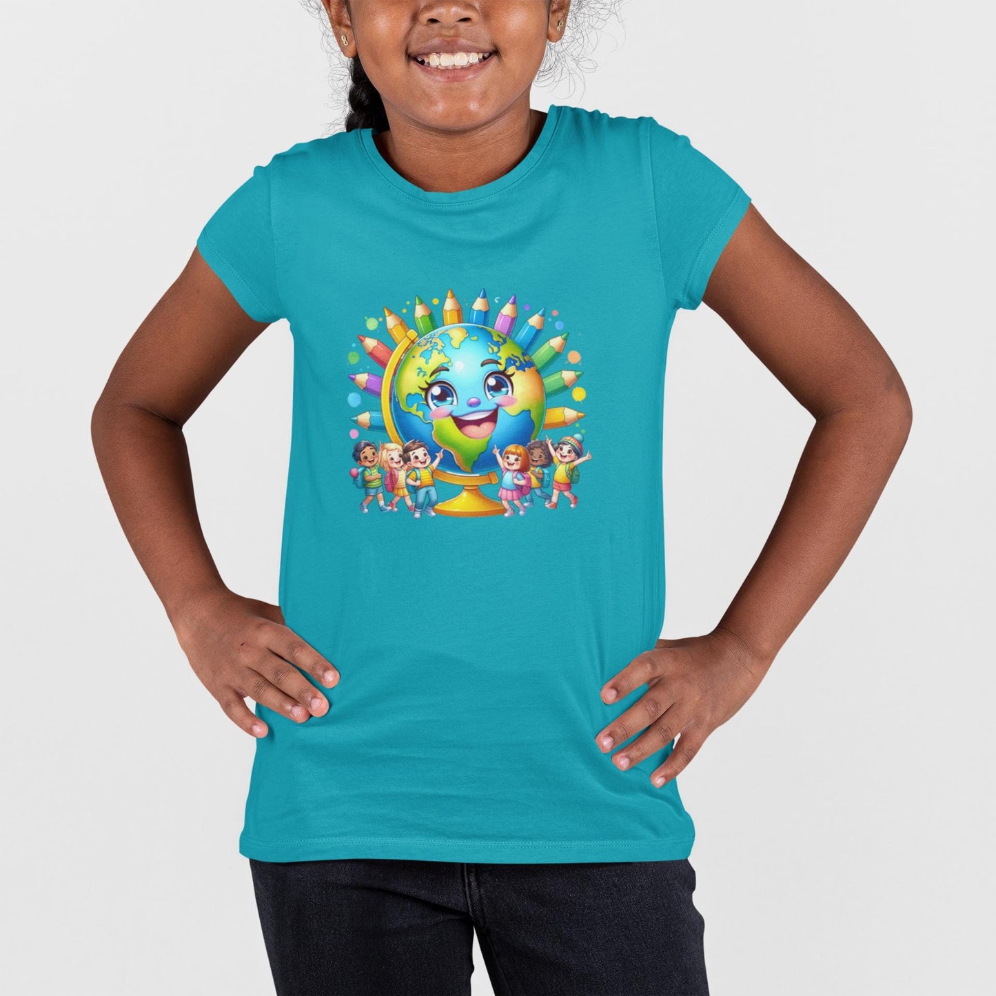 Kids Back to School T-Shirt, Cheerful Globe Graphic Tee, Fun Shirt for Children, Cool Back to School Clothing for Him and her, Gift For Kids