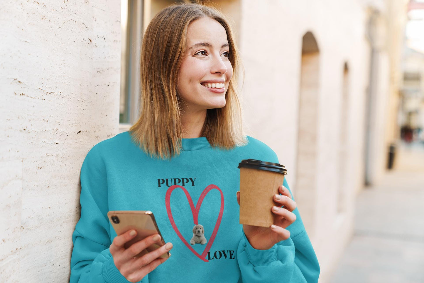 Puppy Love Sweatshirt - Cozy Gift for Dog Lovers, Cute Animal Apparel, Perfect for Pet Owners, Valentine's Day, Everyday Comfort