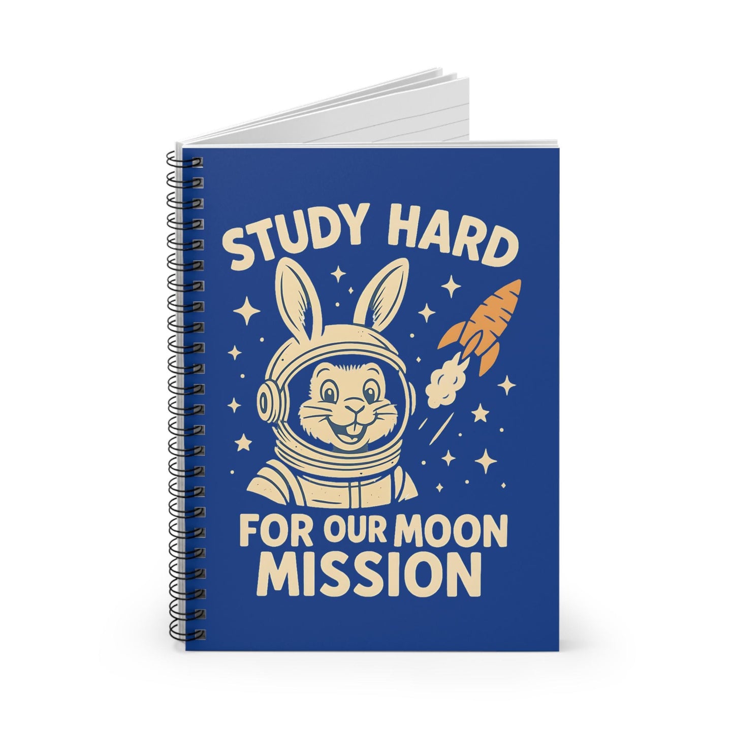 Astronaut Bunny Spiral Notebook - Study Hard for Our Moon Mission, Students Teachers STEM Gift Cute, Study Notes Planner Back to School