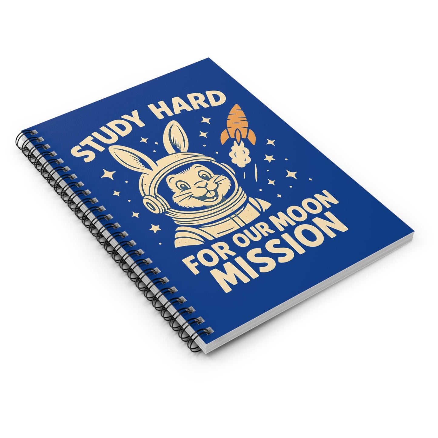 Astronaut Bunny Spiral Notebook - Study Hard for Our Moon Mission, Students Teachers STEM Gift Cute, Study Notes Planner Back to School