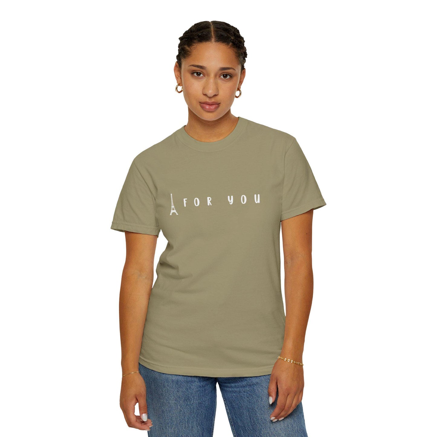 Eiffel in Love Unisex Tee, Fun Playful Summer Beach Tshirt, Flirty French Kiss Top, Paris Vacation Shirt, Romantic Graphic Tee for Him or
