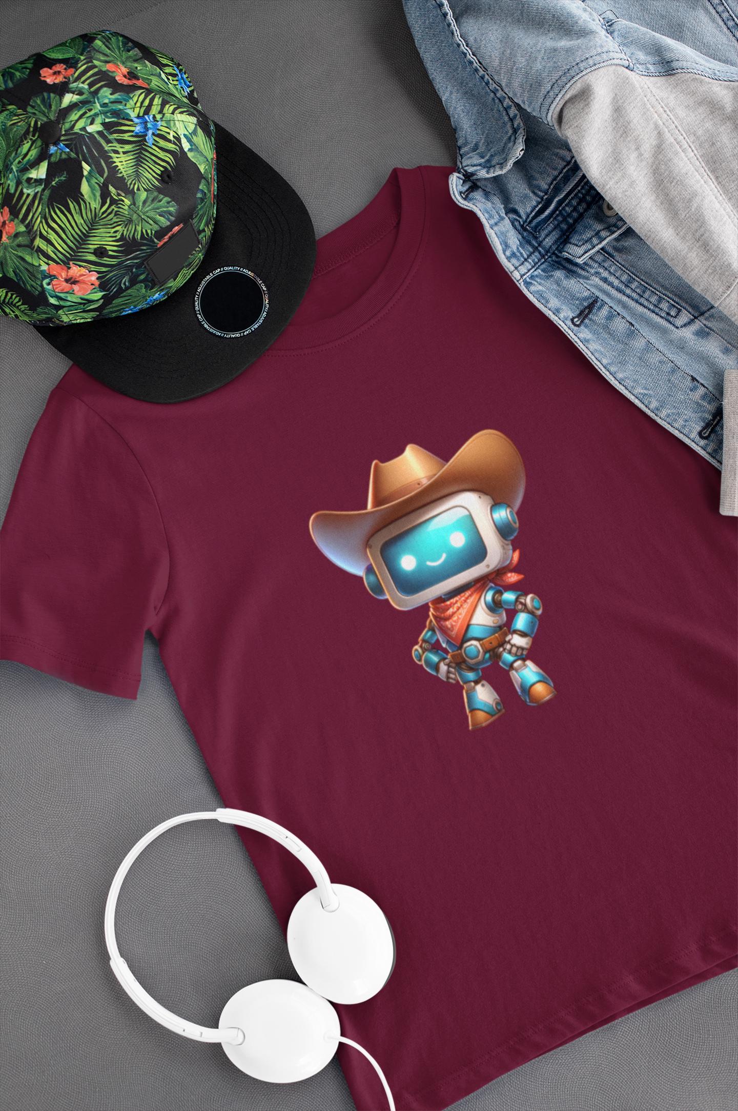 Cowboy Robot Youth Tee, Fun Kids T-Shirt, Cute Graphic Tee, Birthday Gift, Casual Wear, Summer Outfit, Screen Print Design, Back to School