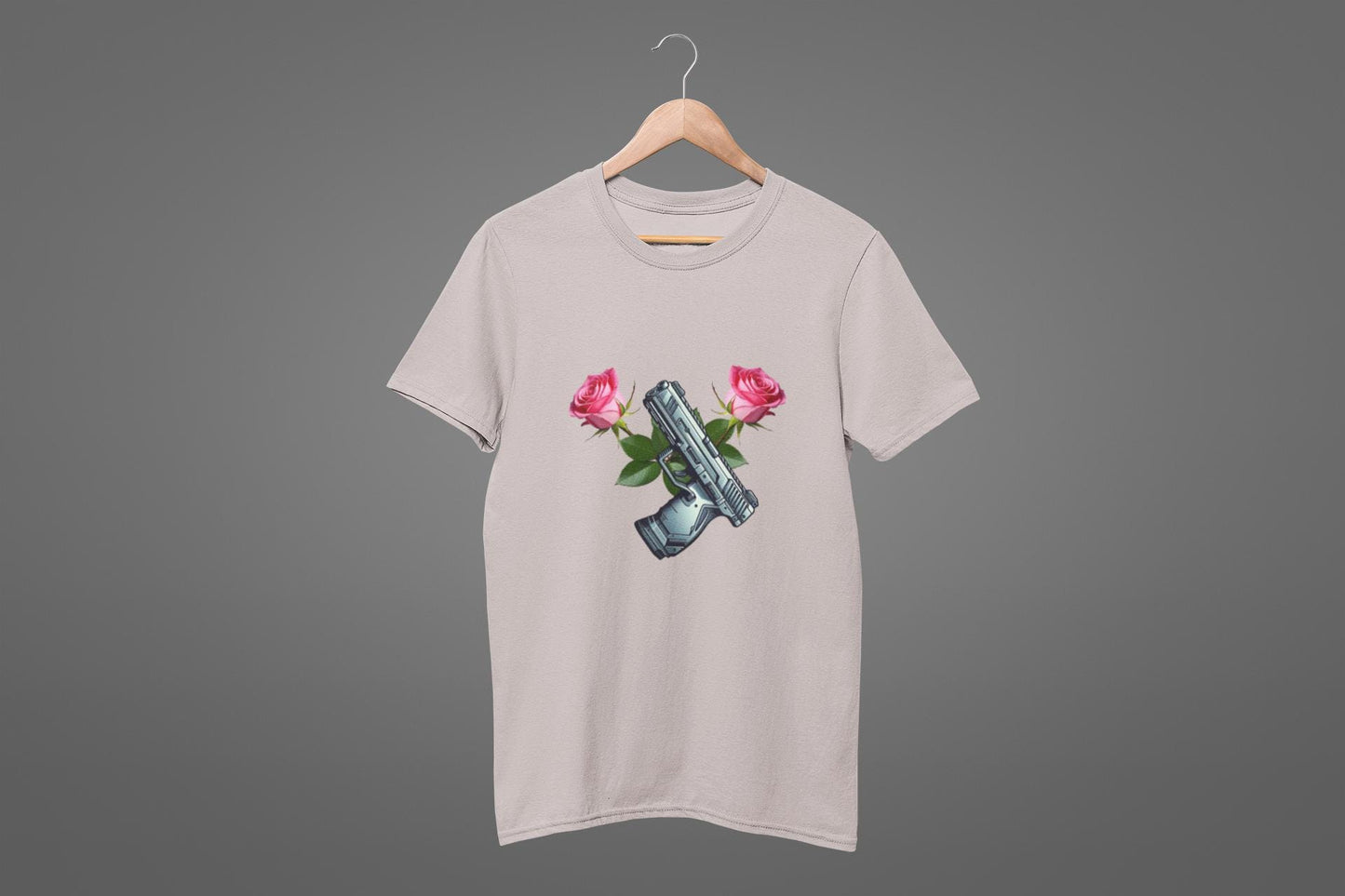 Gun and Rose Graphic Tee, Second Amendment Rights T-Shirt, Girls Just Wanna Have Guns Shirt, Pistol and Roses Design, 2A Rights Comfort