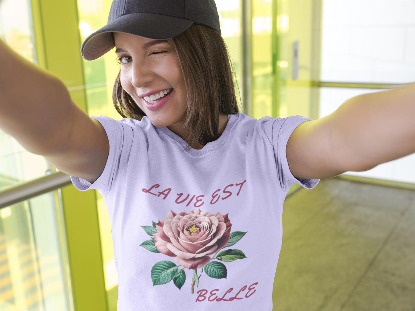 Rose-Inspired 'La Vie Est Belle' Unisex Jersey Tee, Floral T-Shirt, Gift for Her, Casual Wear, Summer Style, Inspirational Apparel