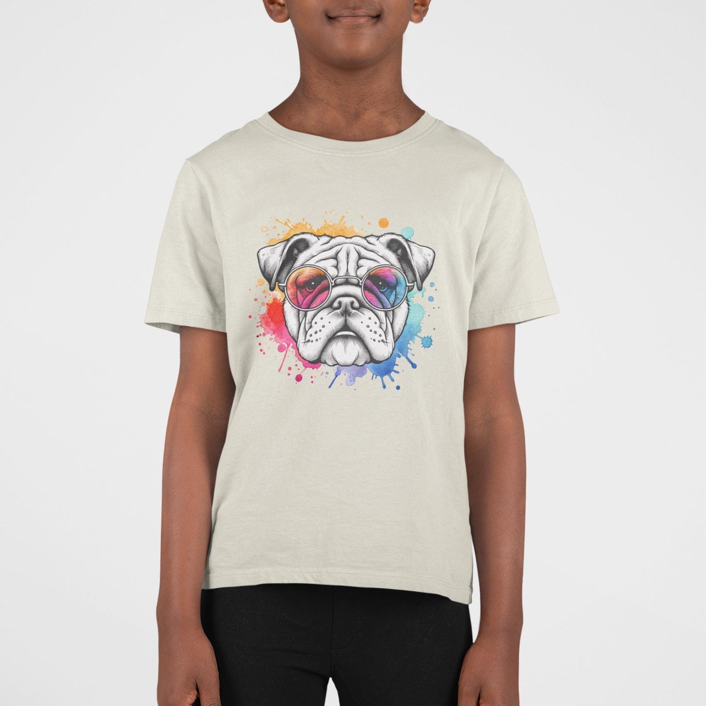 Comfort Colors Artistic Bulldog Illustrated T-Shirt, Kids Bulldug Graphic Tee, Fun Shirt for Children, Cool Summer Clothing, Gift For Kids